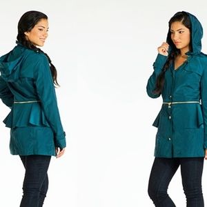 Betsey Johnson Slate Teal Rainjacket, L